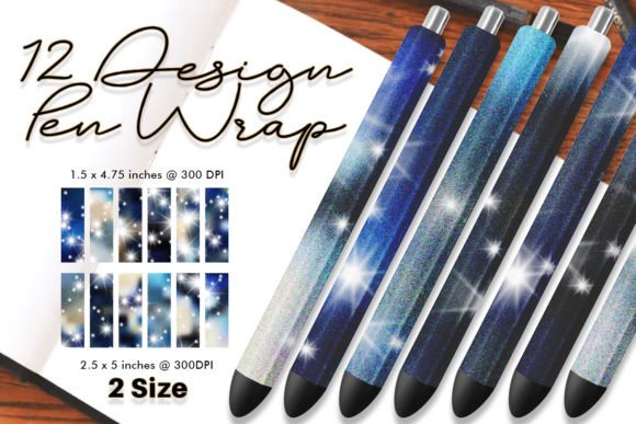 Blue Glitter Pen Wraps: Elevate Your Handmade Creations