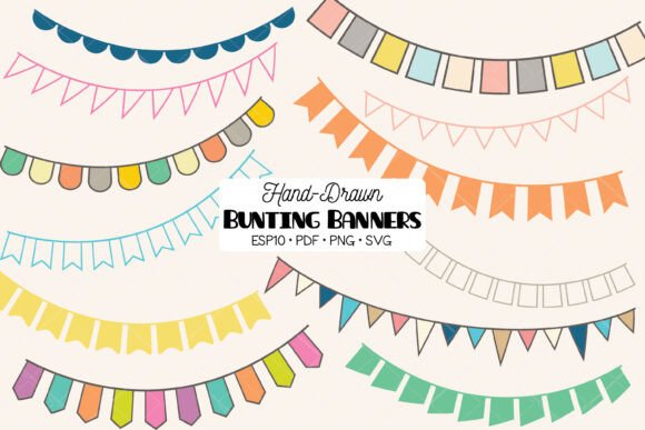 Color Bunting Banners: A Hand Drawn Garland Collection