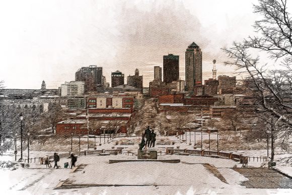 Des Moines USA Color Pencil: A Colorful Design for City Lovers
