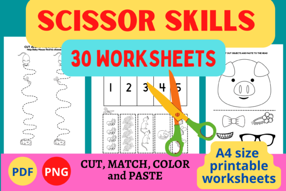 Develop Fine Motor Skills with Scissor Skills: Cut, Match, Color, Paste