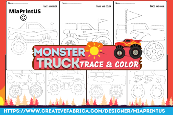 Monster Trucks Trace and Color: A Hands-On Activity