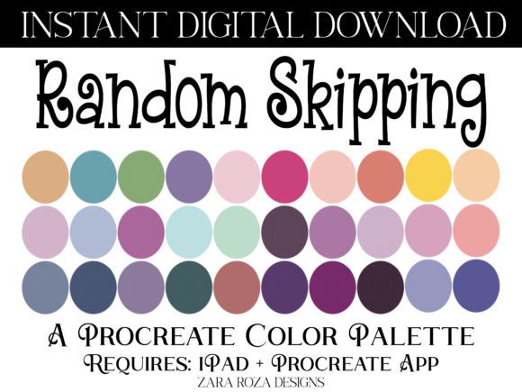 Random Skipping Procreate Color Palette: A Retro Rainbow Collection